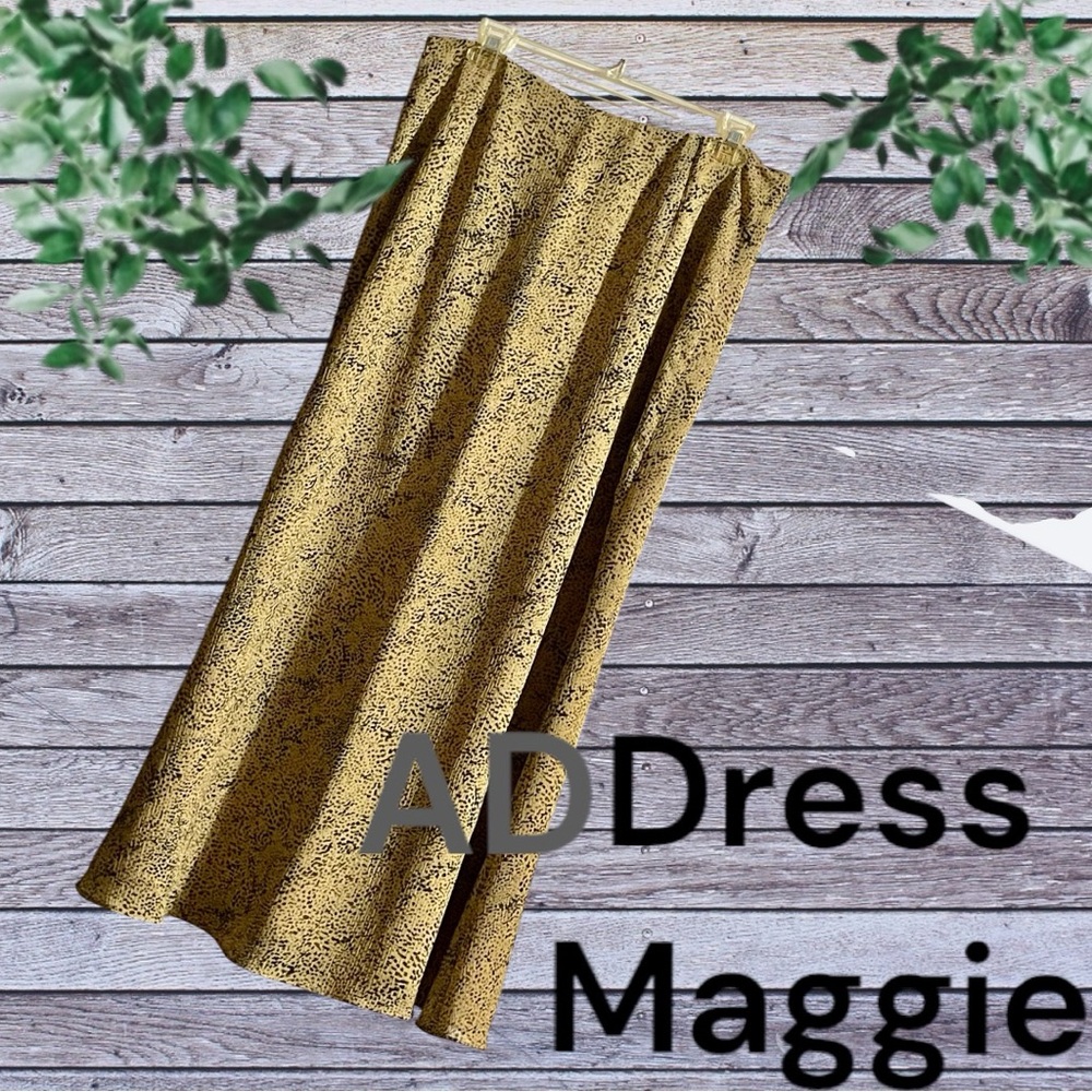 ADDRESS MAGGIE LEOPARD PRINT MAXI LINED SKIRT BACK ZIPPER GOLD & BLACK SIZE 12